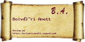 Bolvári Anett névjegykártya