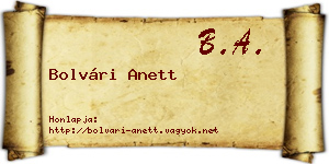 Bolvári Anett névjegykártya