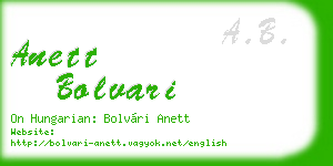 anett bolvari business card